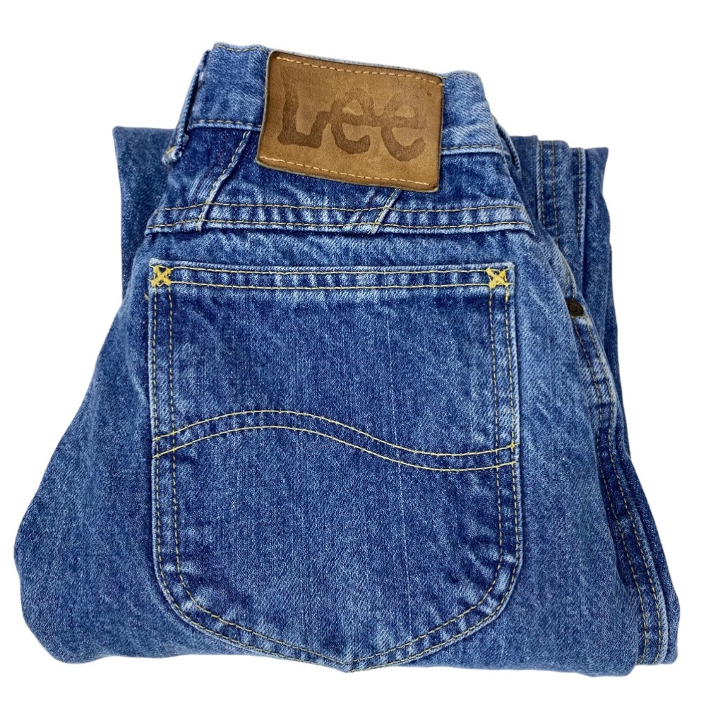 Vintage Lee Jeans Womens Jr Size 9 L USA Leather Patch Mom High Rise Tapered Leg
